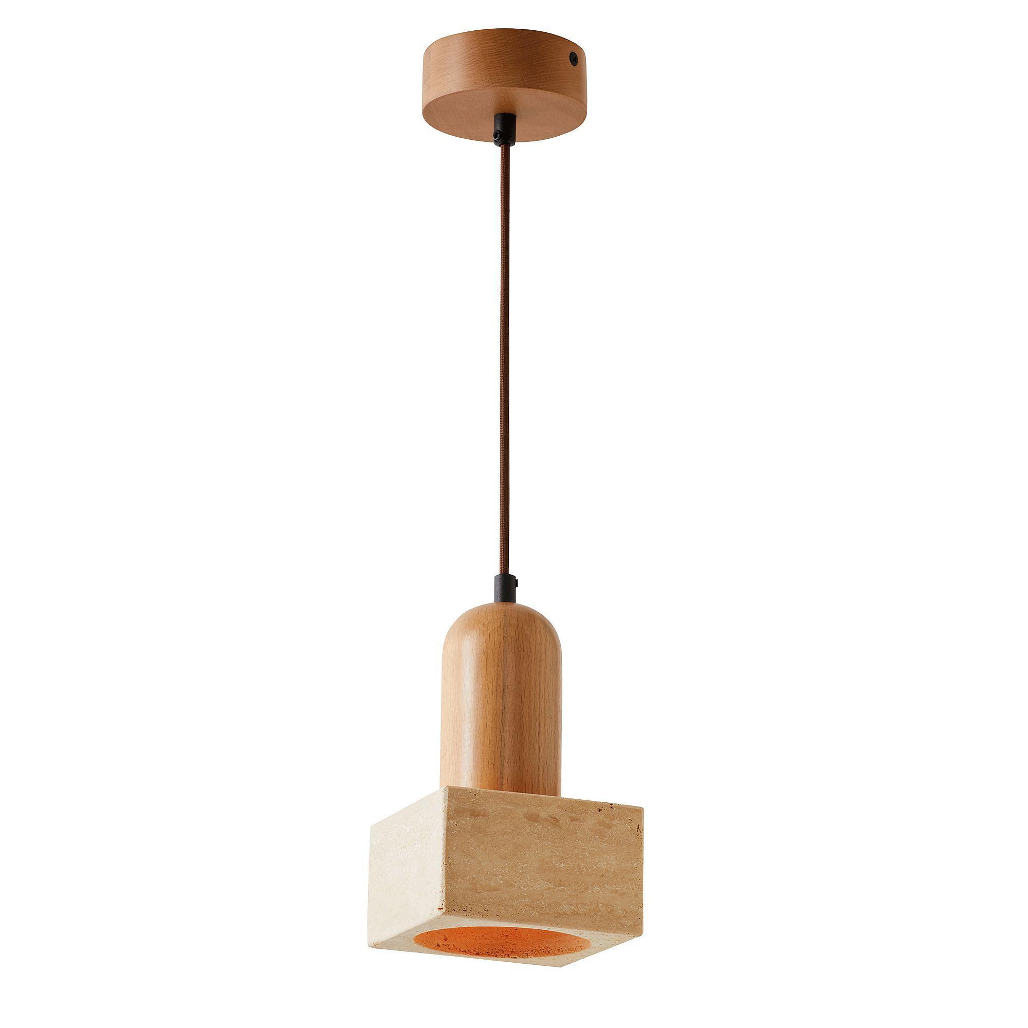 Suala Pendant Light Oak Wood Travertine Natural 1