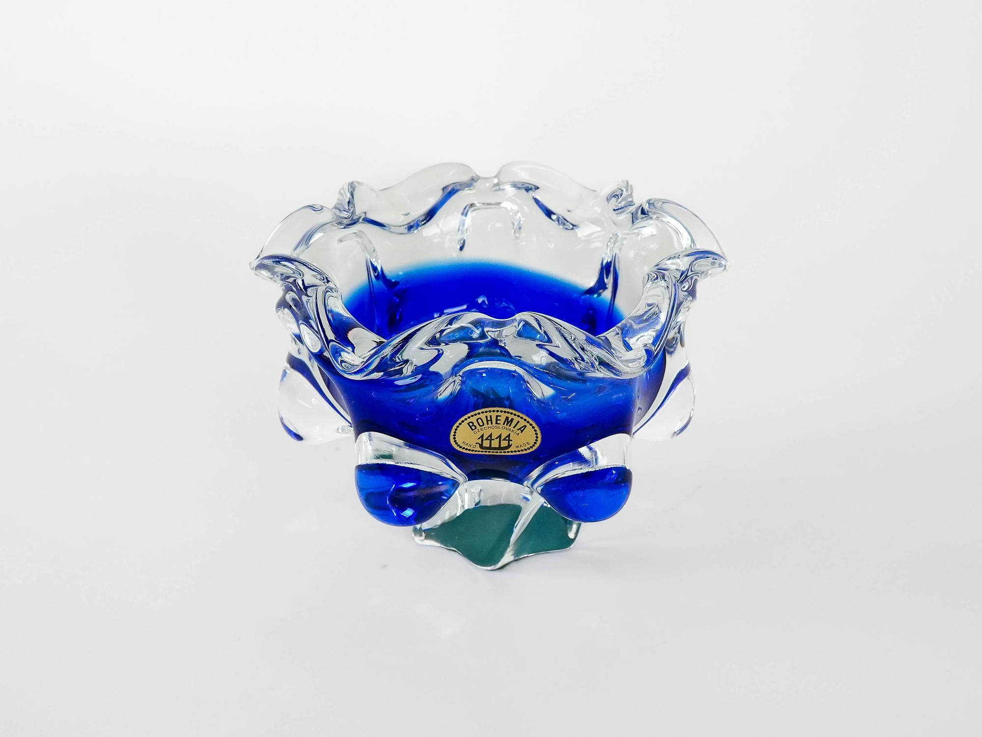 Bohemian Bowl Blue Transparent 1970s 3