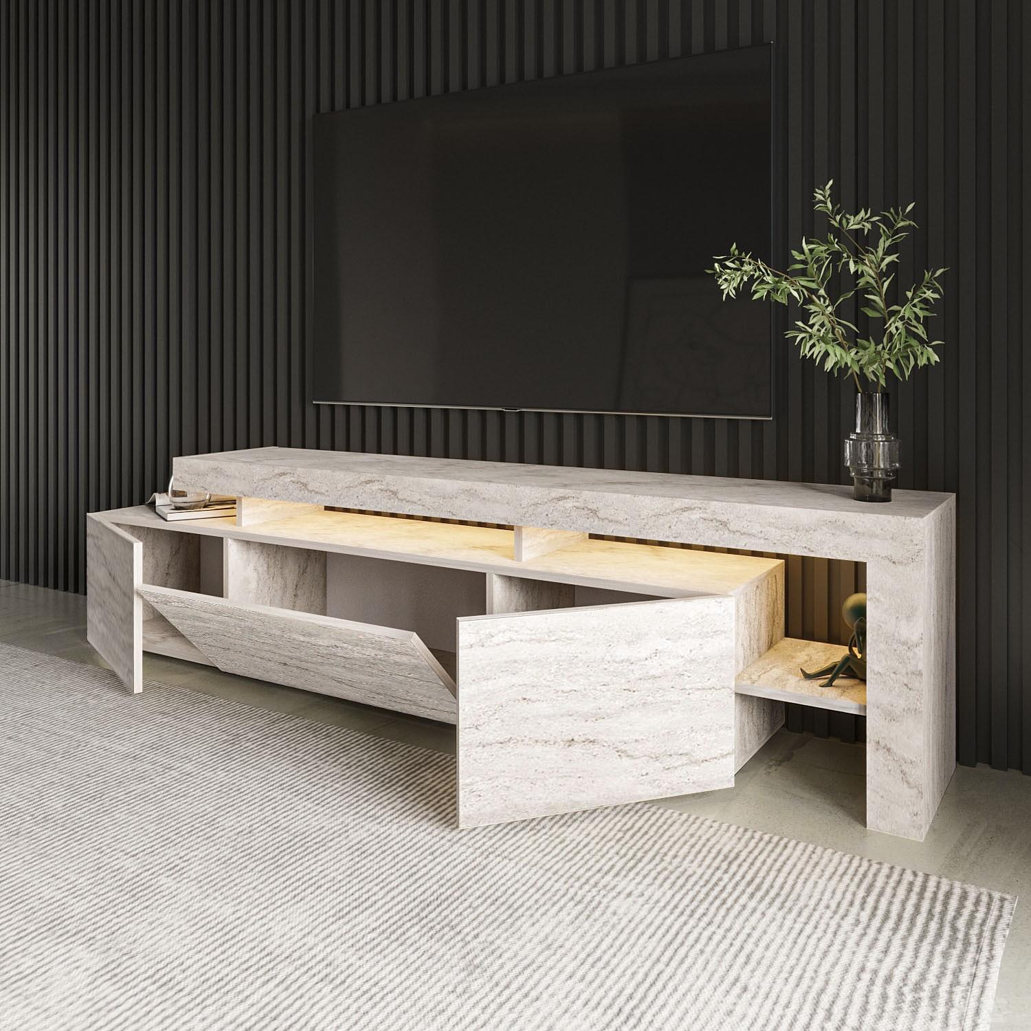 Beliz Lowboard Wood Veneer Travertine 2