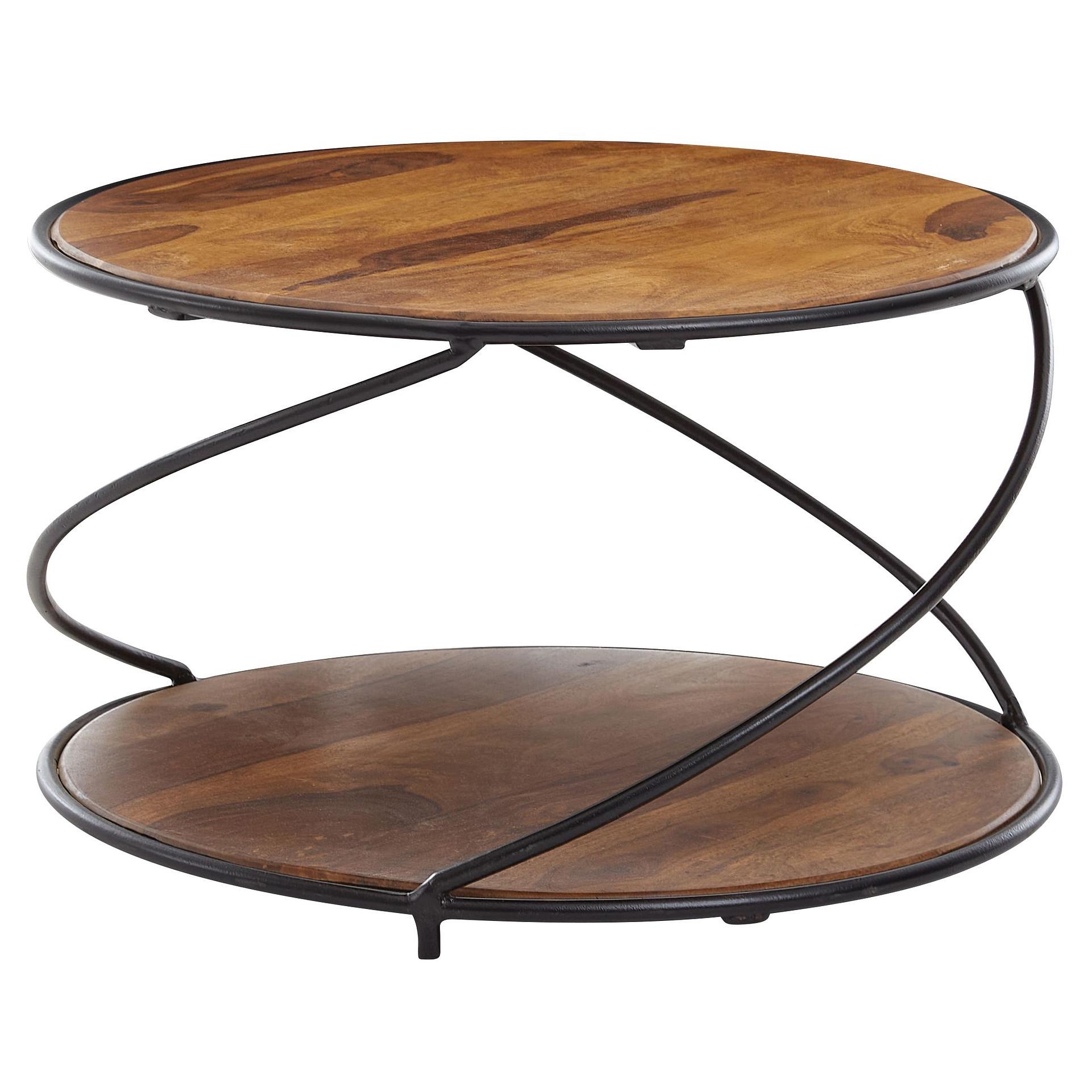 Couchtisch Wendorf Sheesham Massiv Edelstahl Dunkelbraun 1