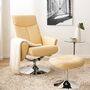 Relaxsessel inkl. Fußhocker Echtleder Kunstleder Creme 0