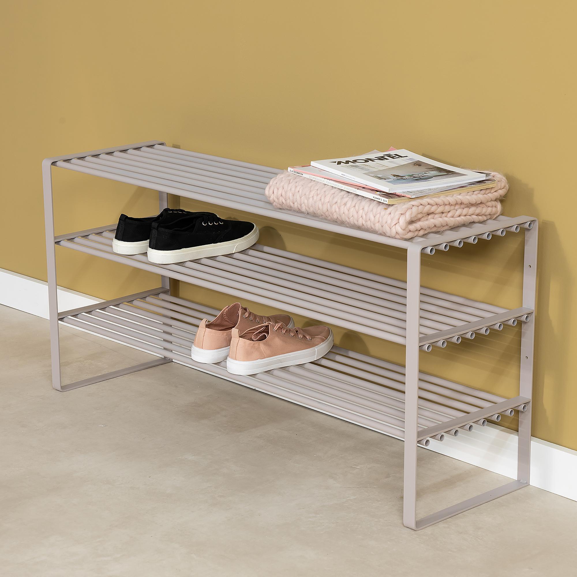 Shoe Rack Rex 3 Shelves Sand Grey 2
