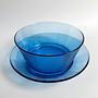 Vintage Bowl & Plate Glass Cobalt Blue 1980s 4