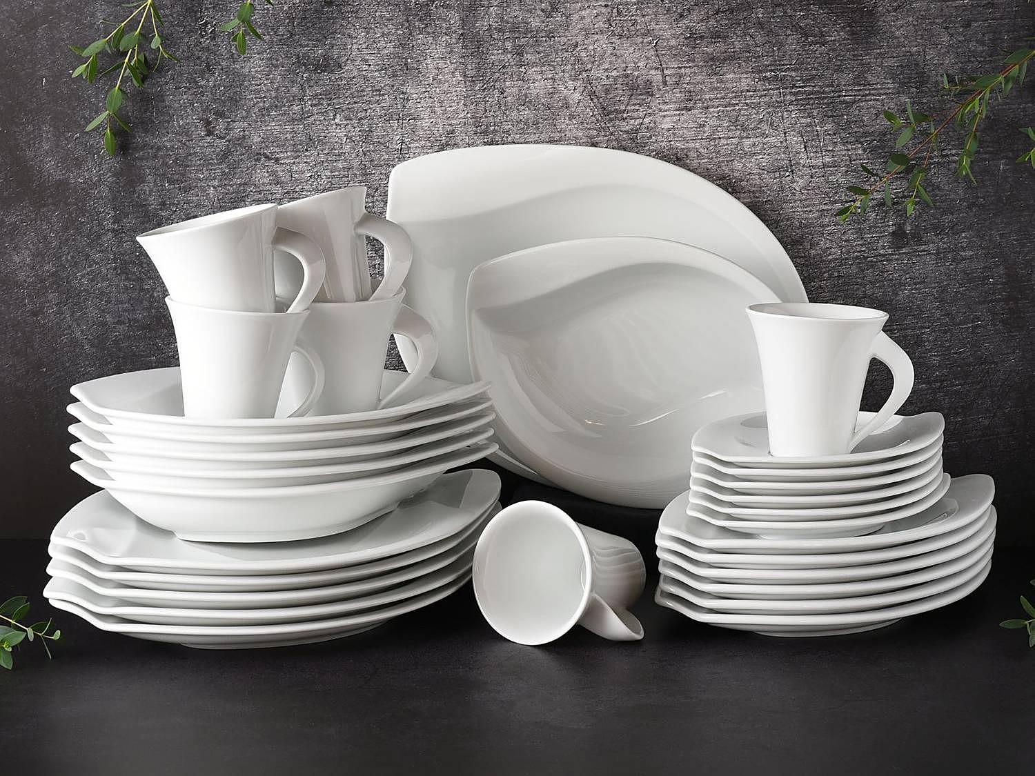 Acacia Kombiservice Porzellan Weiß 2