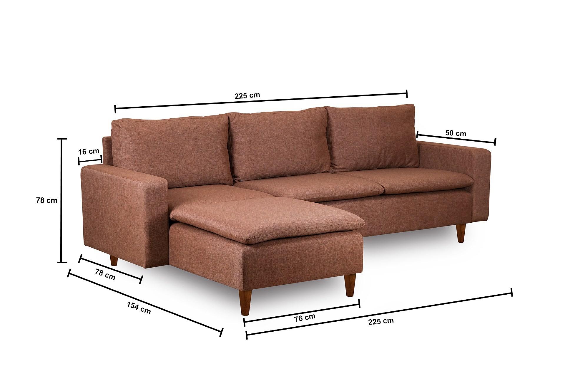 Long corner sofa, light brown 9