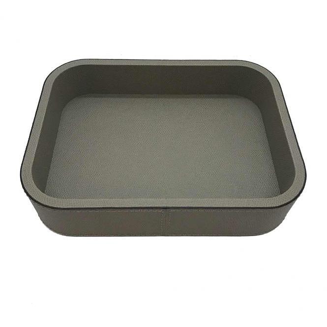 Polo Stapelbare Ablageschale Leder Grau 0
