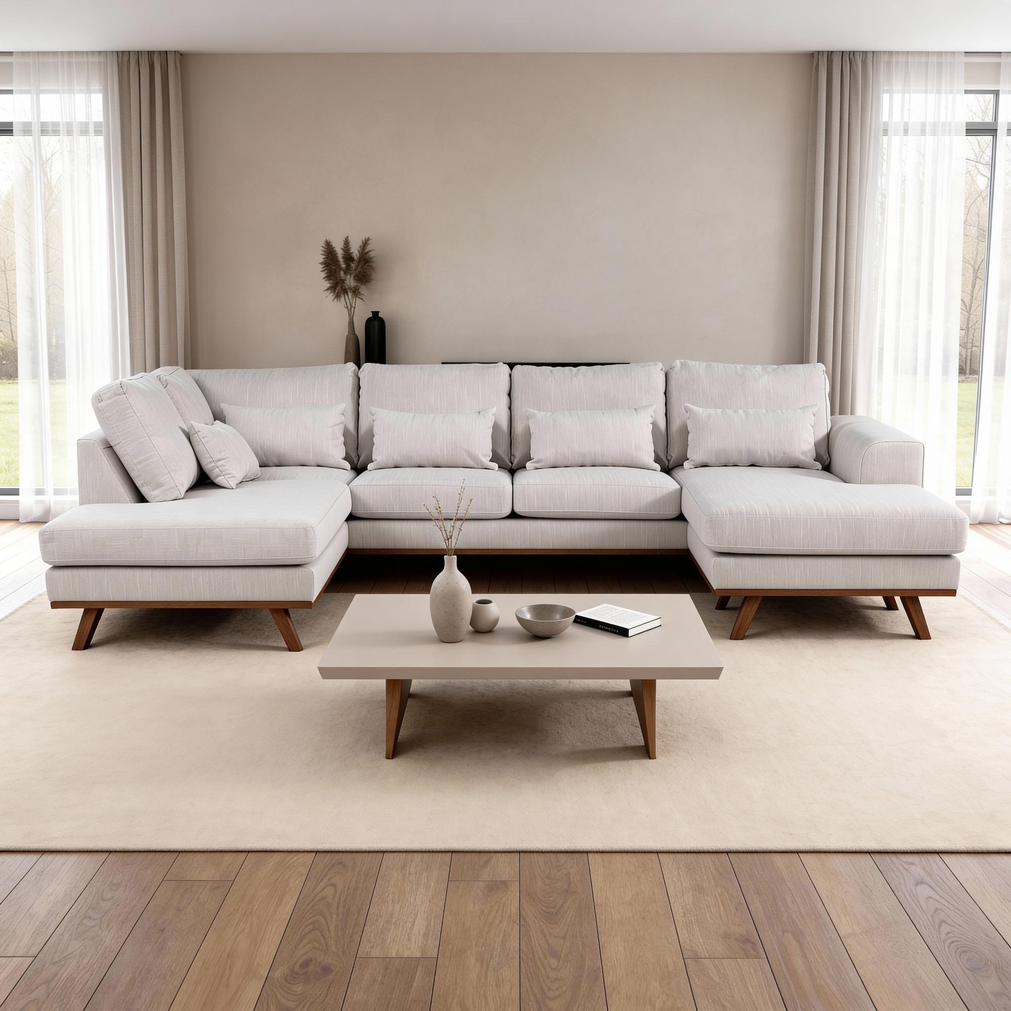 Corner Sofa Japandi 3-Seater Left Beige 0