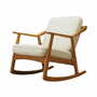 Vintage rocking chair oak wood textile cream 1960s 0