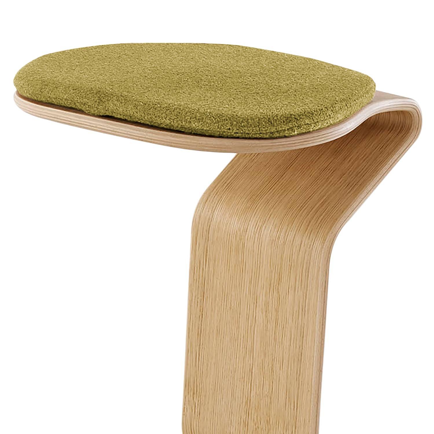 myERCOLINO Hocker Laneve-Wolle Echtholzfurnier Olivgelb 1