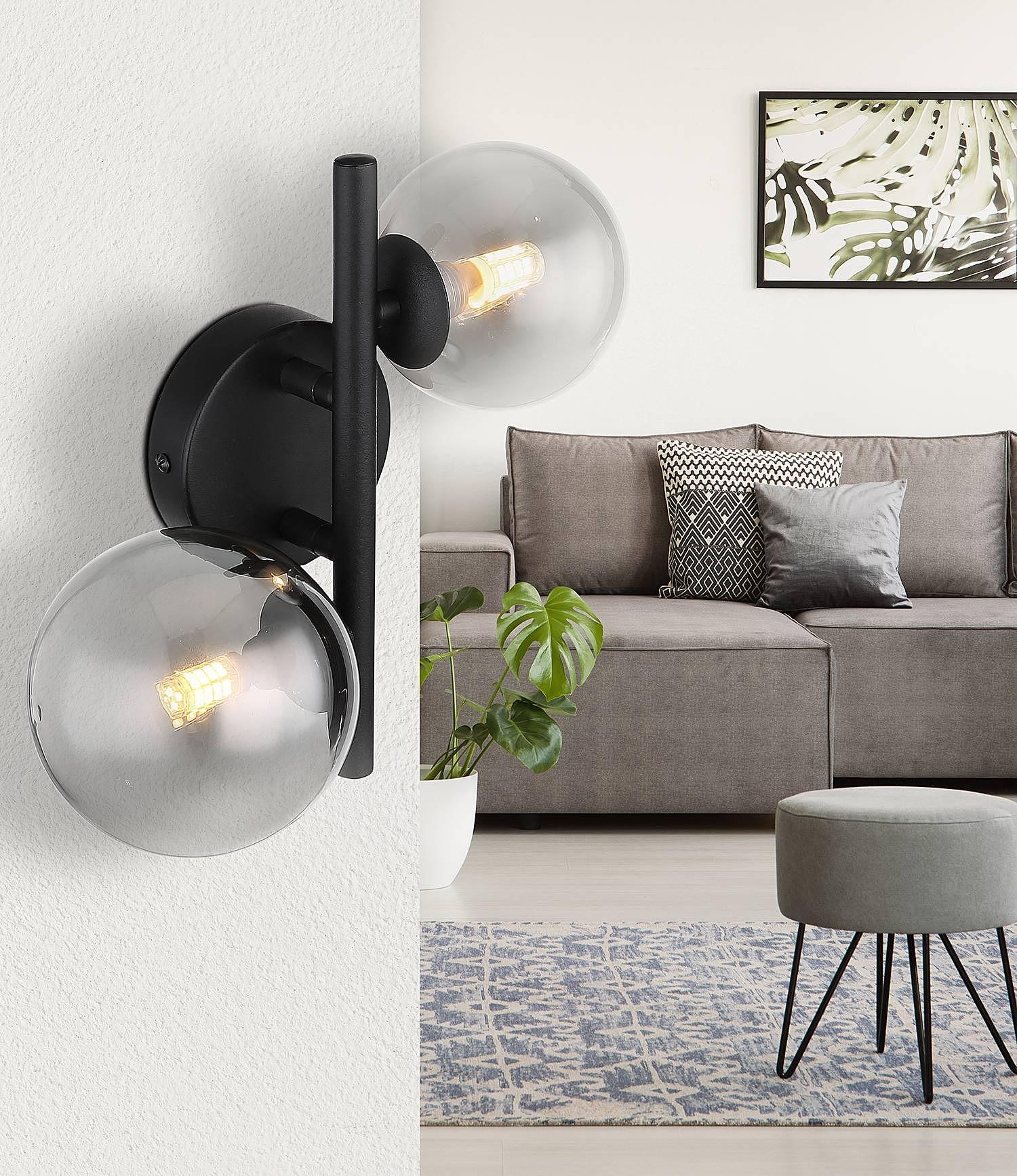 Riha LED Wandleuchte 2-Flammig Farbglas Eisen  2