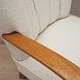 Vintage armchair oak wood textile cream 1950s 10
