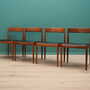 4x Vintage Chair Teak Wood Leather Brown 1970s 1
