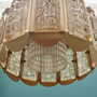 Vintage Pendant Lamp Glass Metal Gold 1960s 7