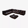 Togo Set Lounge 5 pezzi pelle lucida marrone scuro 0