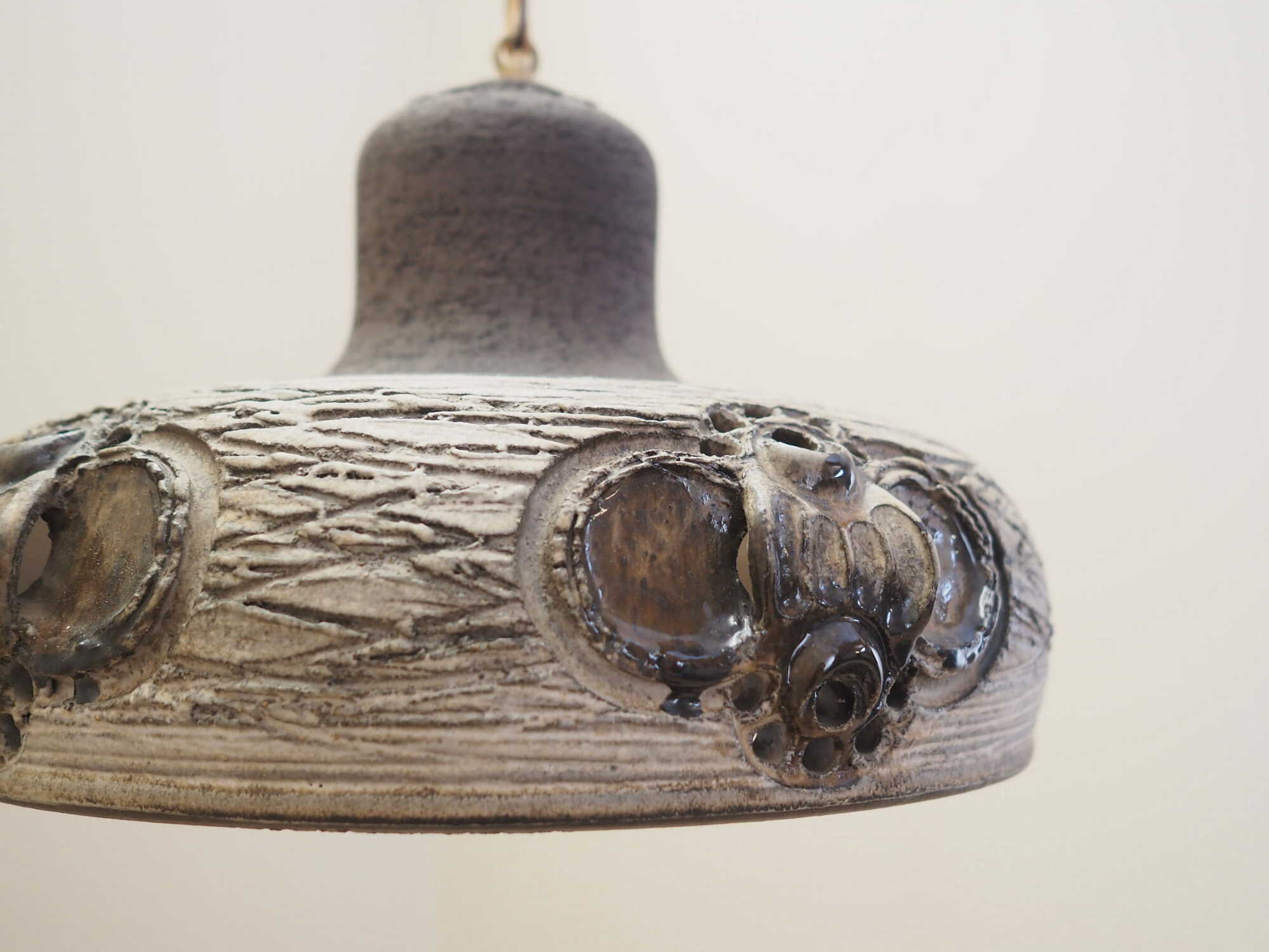 Vintage Pendant Lamp Ceramic Grey 1960s 6