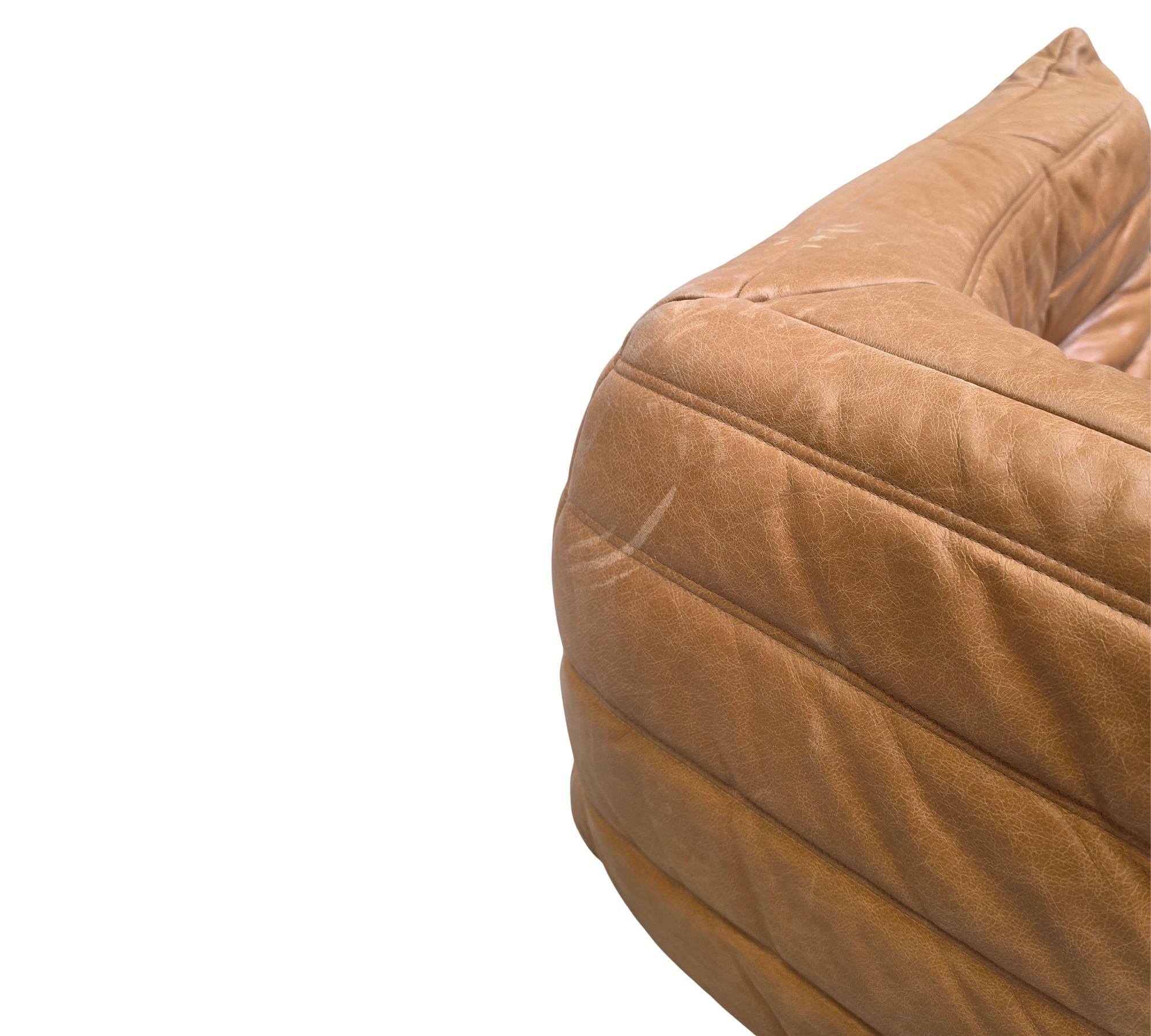 Togo Ecksofa Pull-Up-Leder Kamelbraun 7