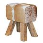 Sitzhocker Saviano Leder Mangoholz Braun Weiß 1