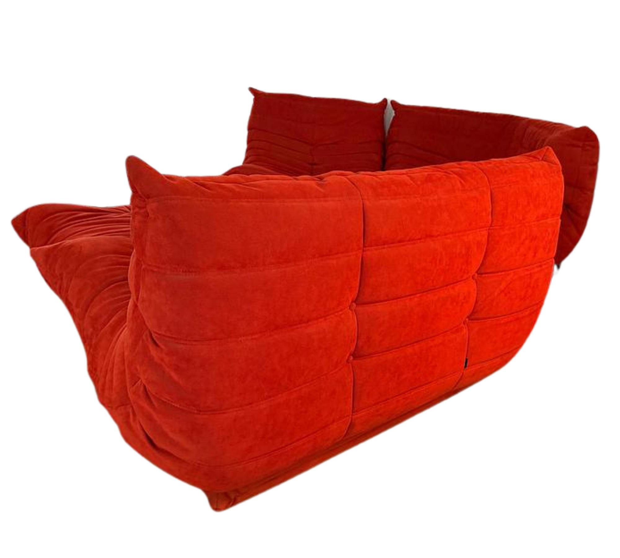 Togo Sofa 4-Teilig Stoffbezug Vollschaum Orange 3