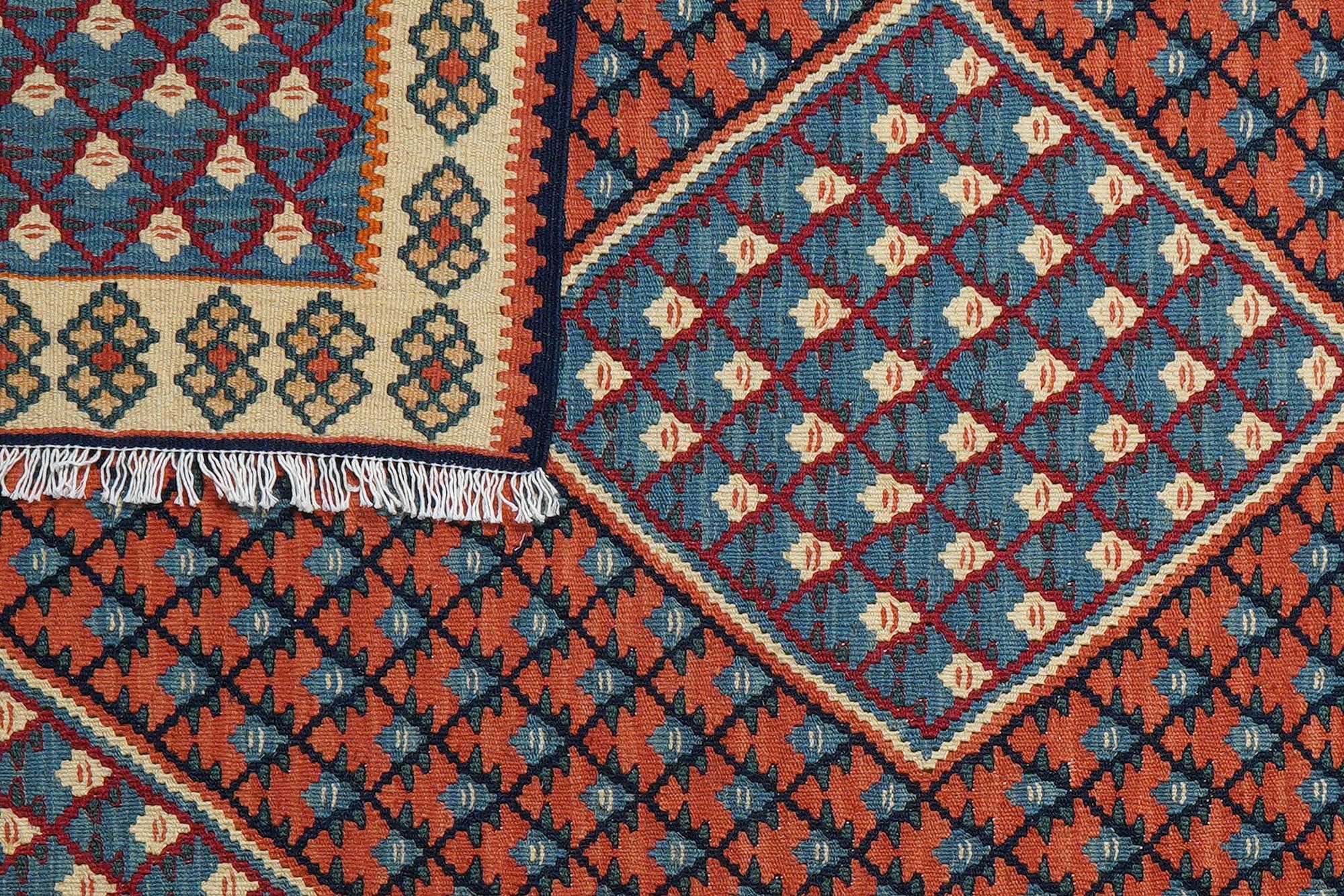 Kelim Senneh Carpet Wool Red 4