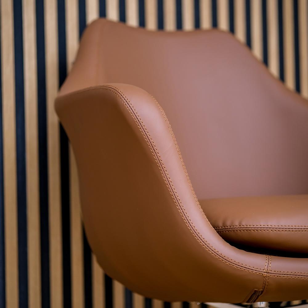 Artemia Swivel Armchair Faux Leather Brown 2