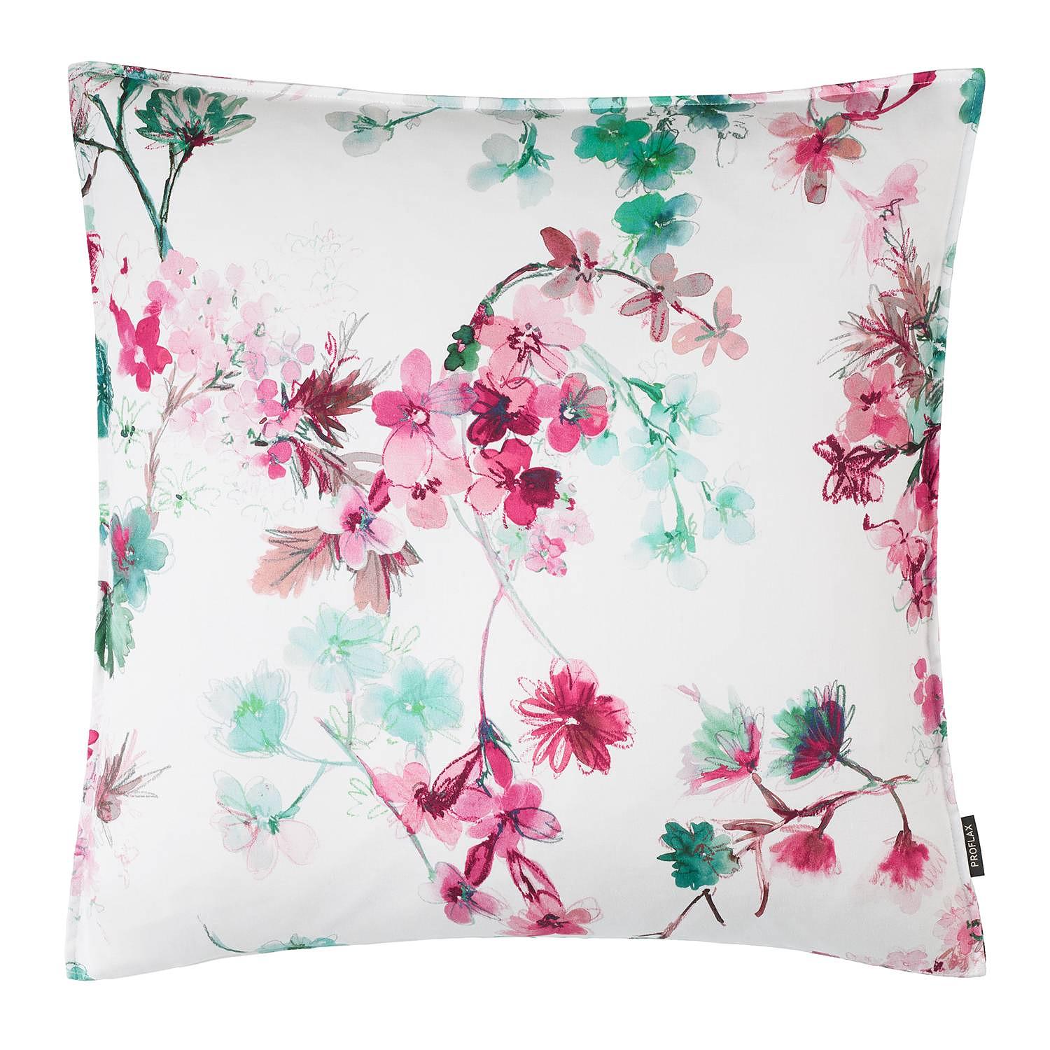 Kissenbezug Fabienne Baumwollstoff Weiß / Jade 40 x 40 cm 0