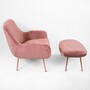 Moby Sessel und Hocker Chrom Samt Rosa 4