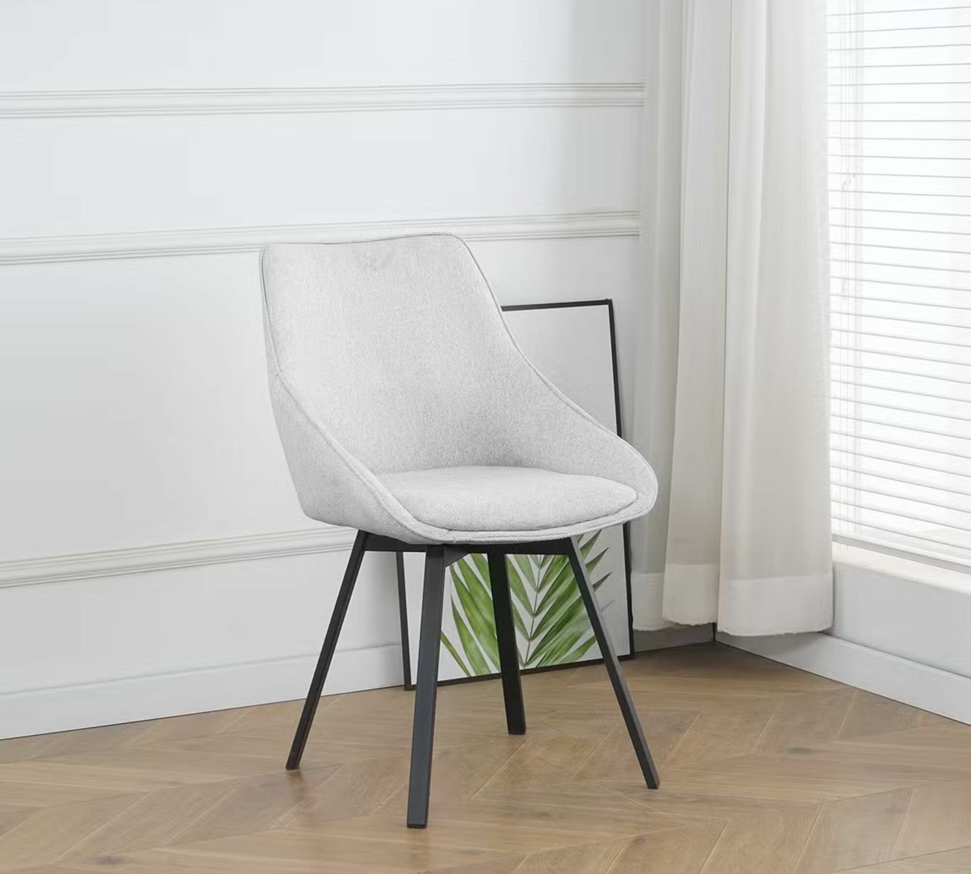 2x Metline Polsterstuhl Webstoff Hellgrau 1