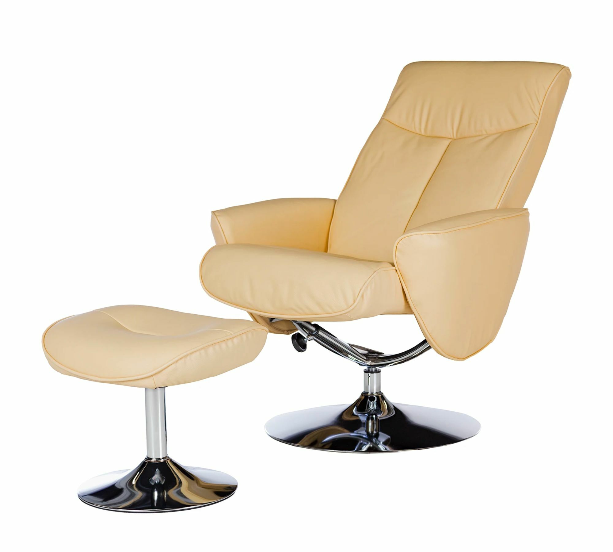 Relaxsessel inkl. Fußhocker Echtleder Kunstleder Creme 1