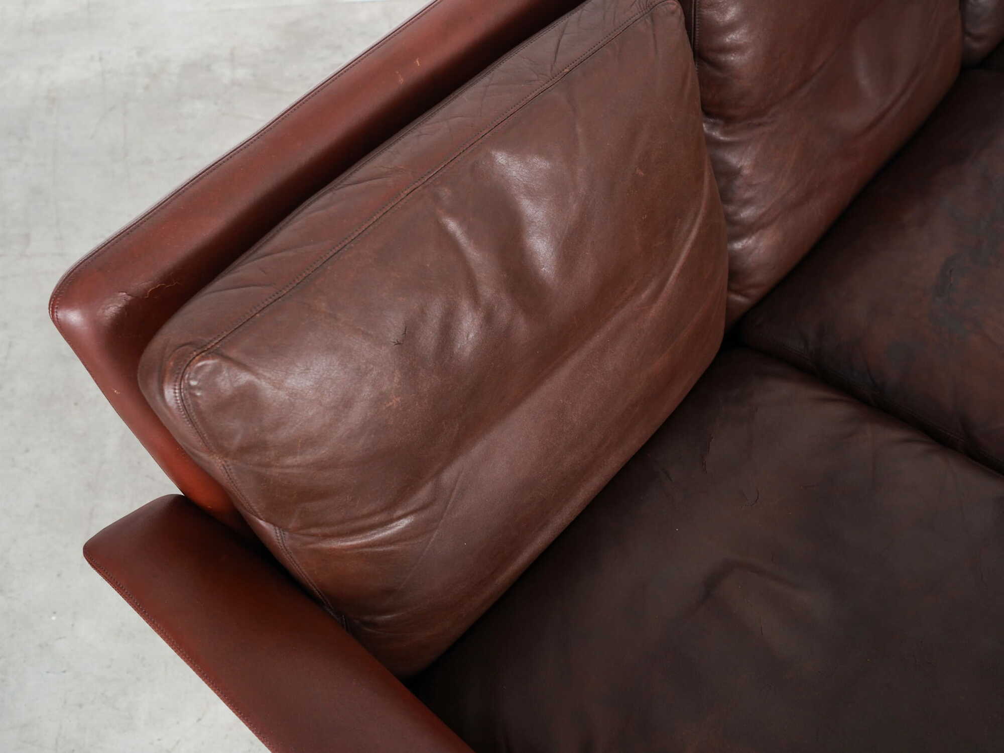 Sofa Leather Brown 1960s 6