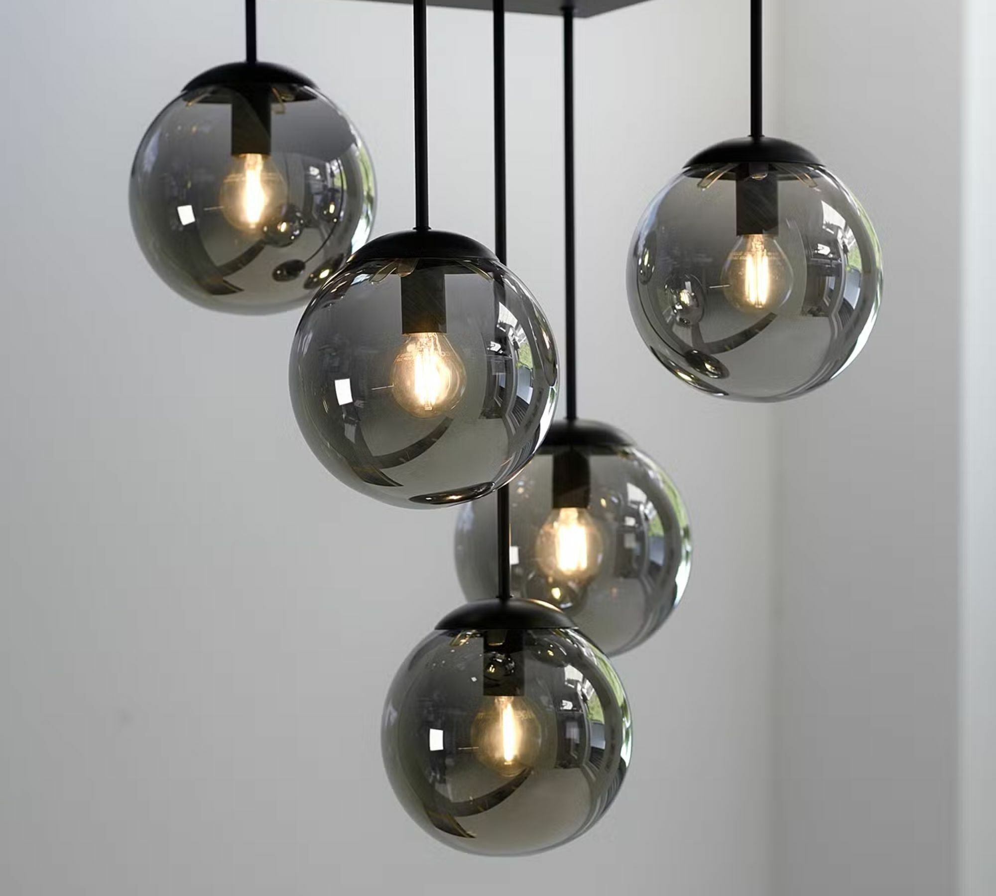 Ceiling light 5-flame glass black 0