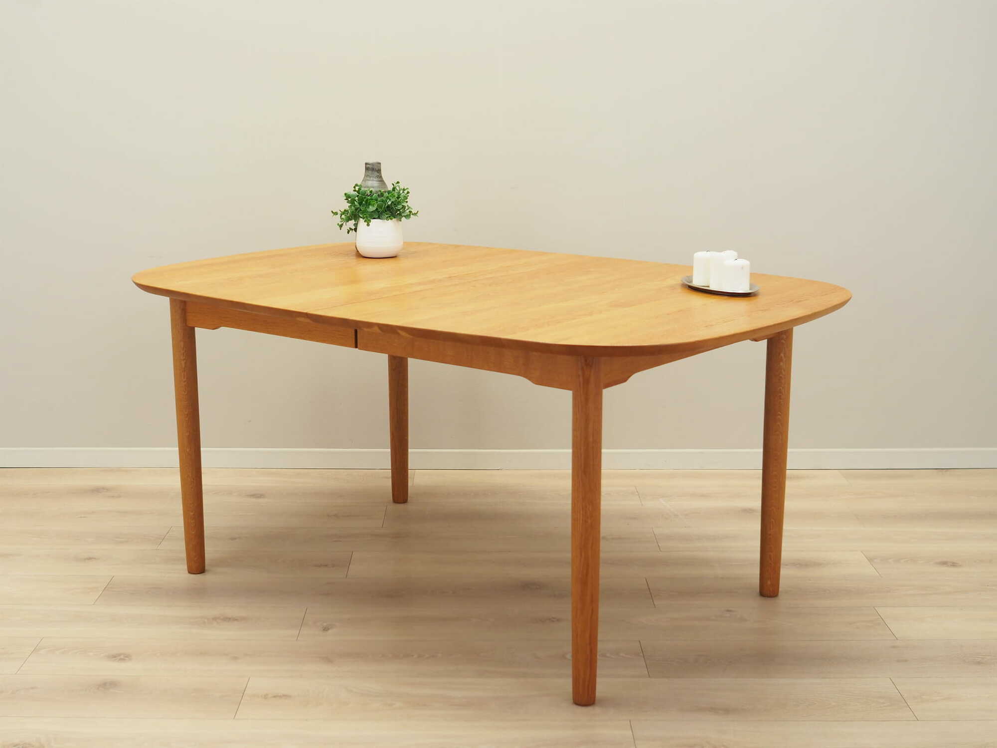 Vintage Dining Table Ash Wood Brown 1960s 2