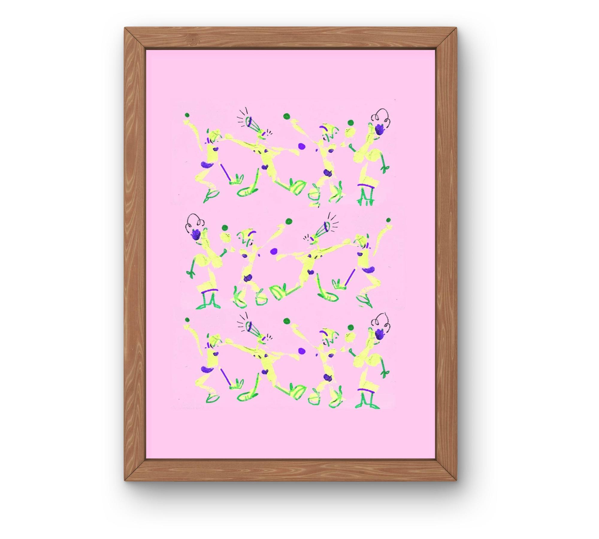 Multitude rosa mit grün Kunstdruck Mehrfarbig 3