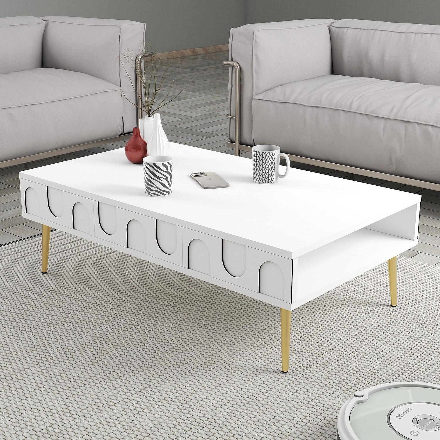 Lyon 33 Coffee table wood veneer White Gold 1