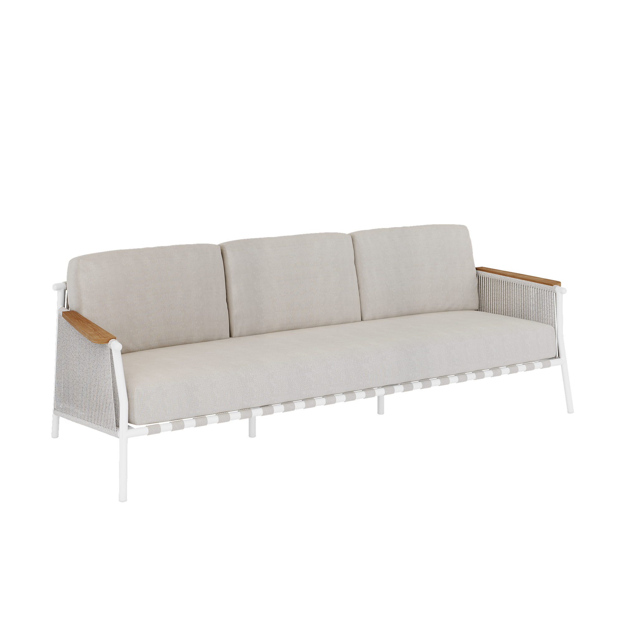 SCOOP Lounge Chair 3-Seater White Silver Cushion Clouds 0