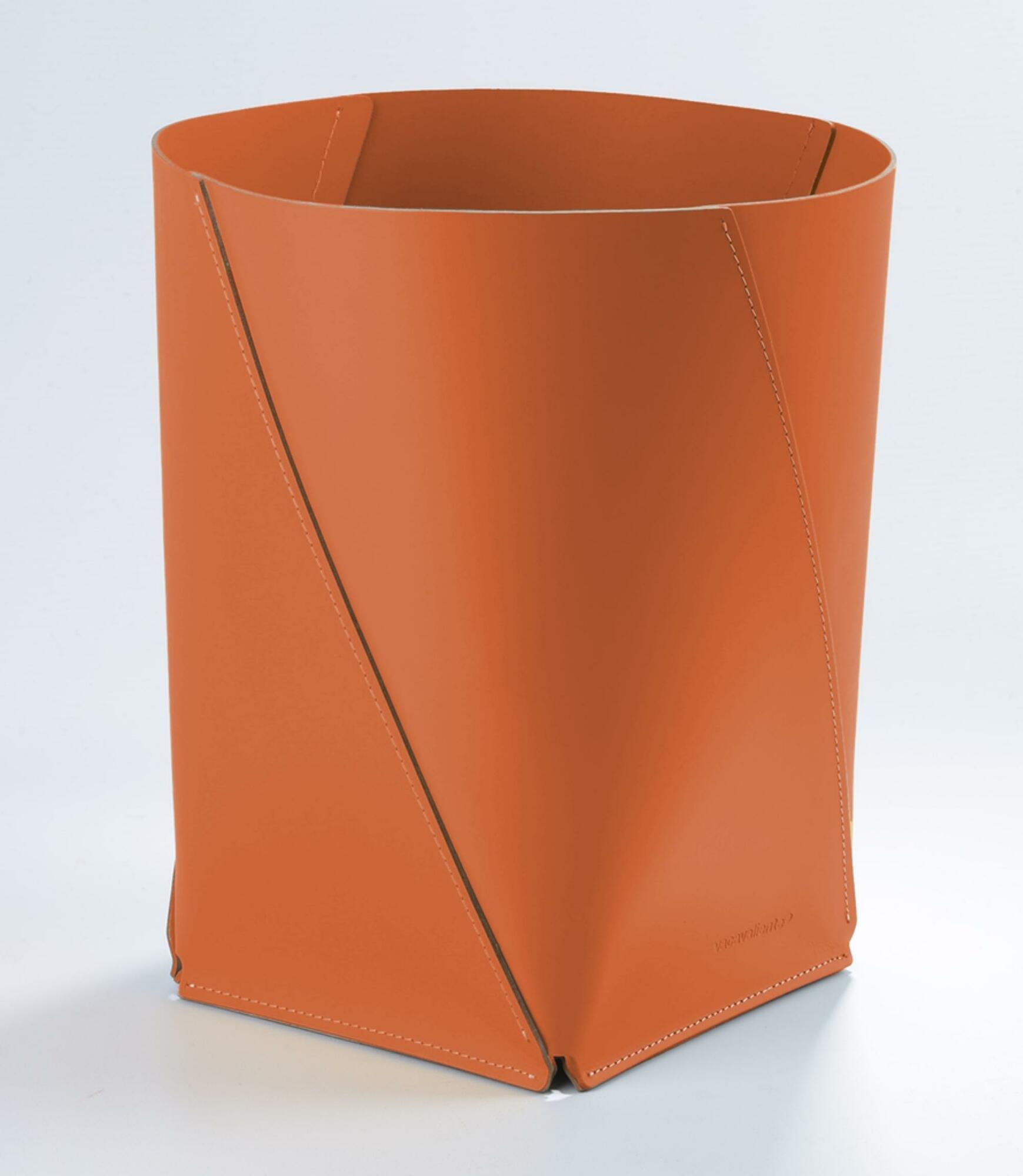 Papierkorb XL 100% Recyceltes Leder Braun 0