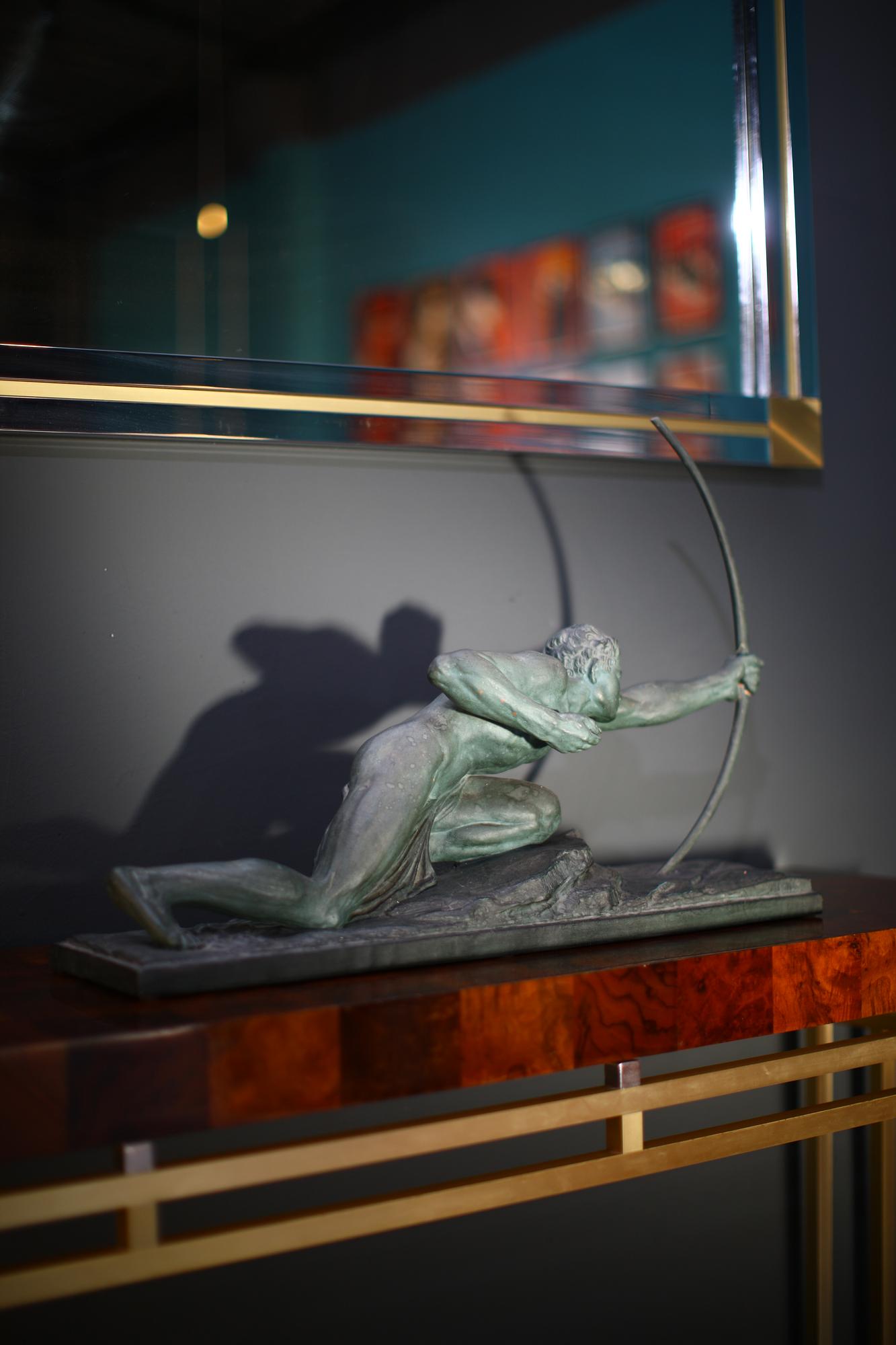 G. Boni Skulptur Bogenschütze 1960er Bronzepatinierter Gips 4