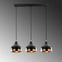 Pendant light 3 elements Adjustable height Black Gold 3