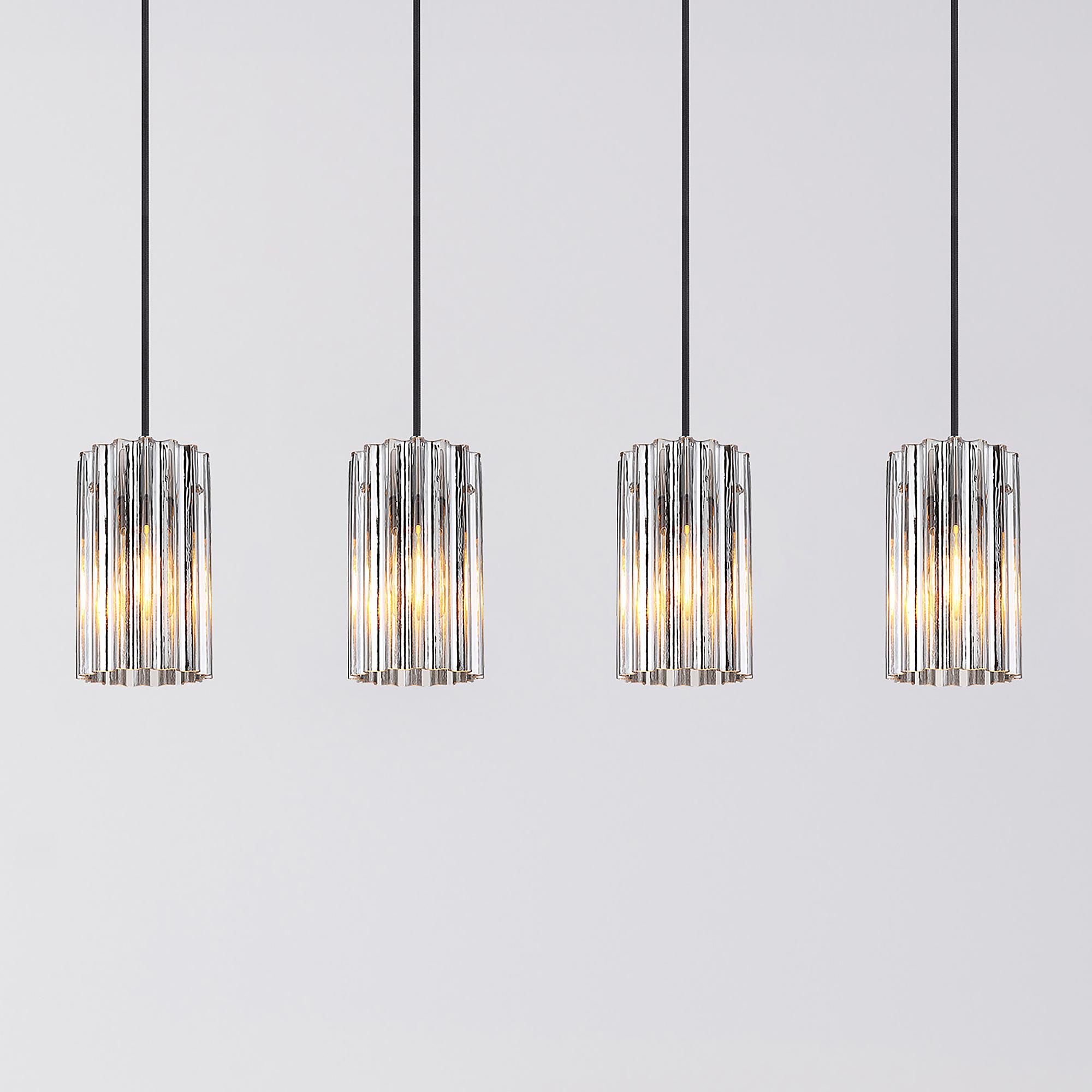 Cayden Typ B Pendelleuchte 4-flammig Klarglas Eisen 0