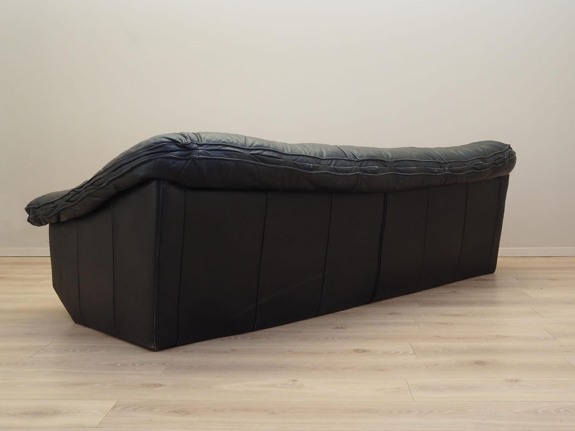 3-Sitzer Sofa Leder Schwarz 1960er Jahre 4