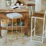 Juno Hocker Metall Holz Textil Gold Gealtert 4