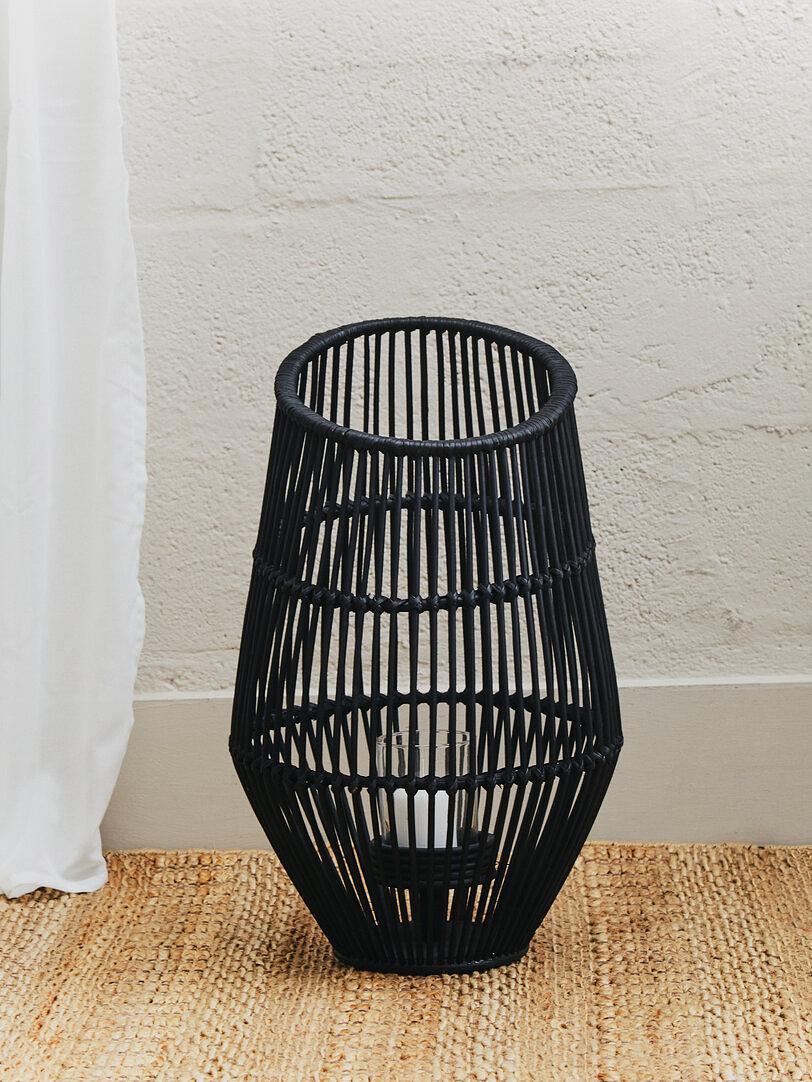 Mataram Große Schwarze Naturrattan Laterne 9