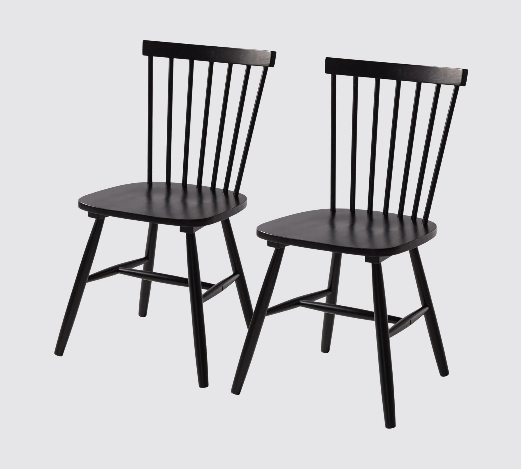 2x Esszimmerstuhl Massivholz Gummibaum Schwarz 0