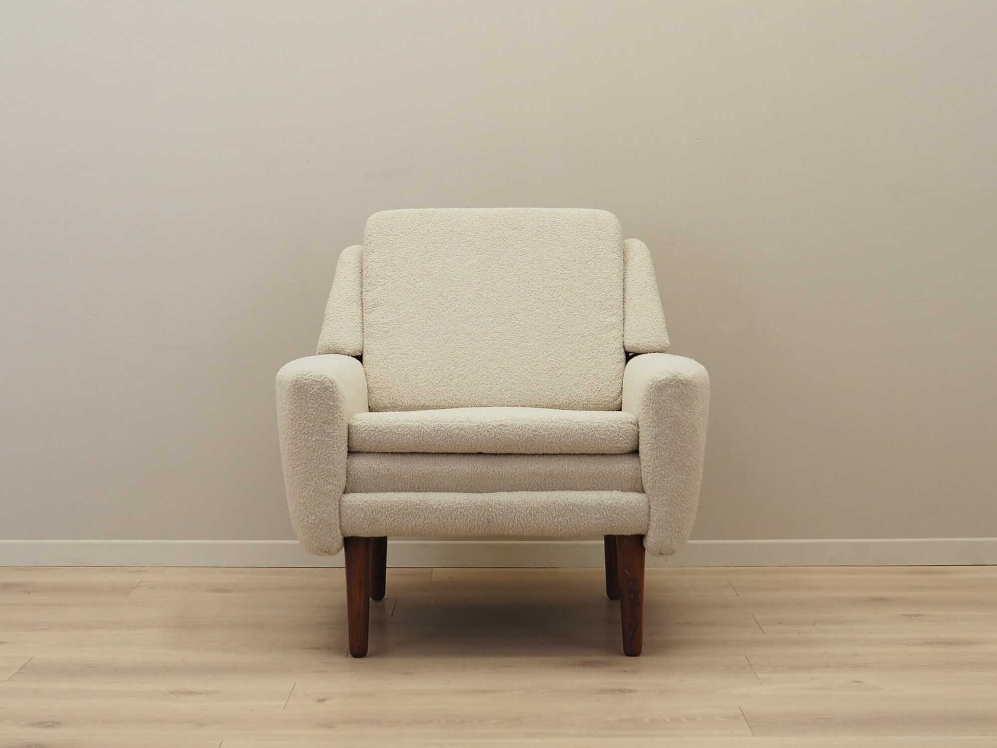 Armchair Textile Wood Cream 1970s 4