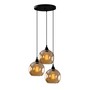 Hanging lamp 3 elements metal black gold 1