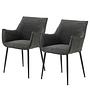 Baisia Armlehnenstuhl 2er-Set Chenille Dunkelgrau 0