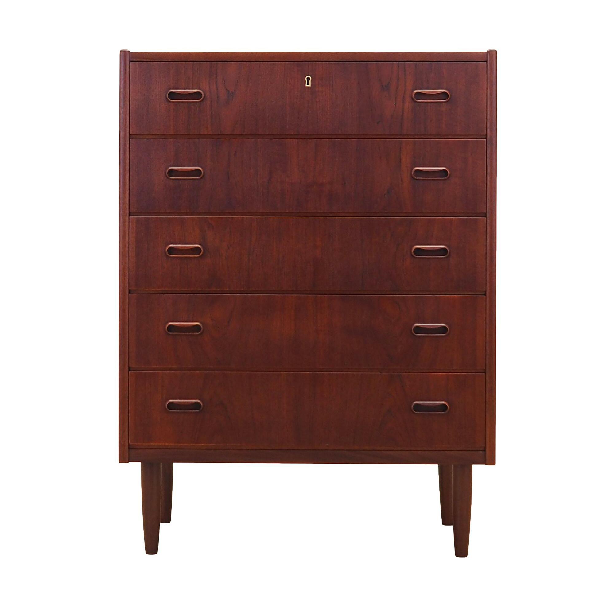 Vintage chest of drawers Teak wood Brown 1970s 0