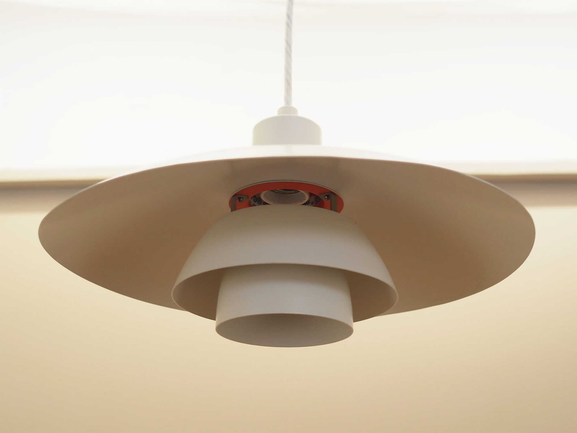 Vintage Pendant Lamp Metal White 1960s 2