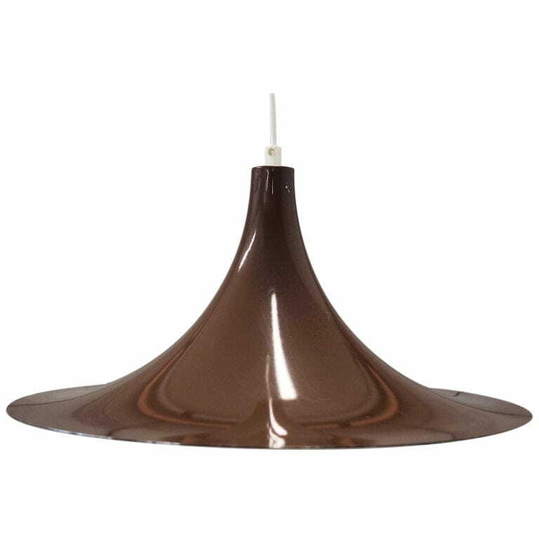 Vintage Pendant Lamp Metal Brown 1960s 0