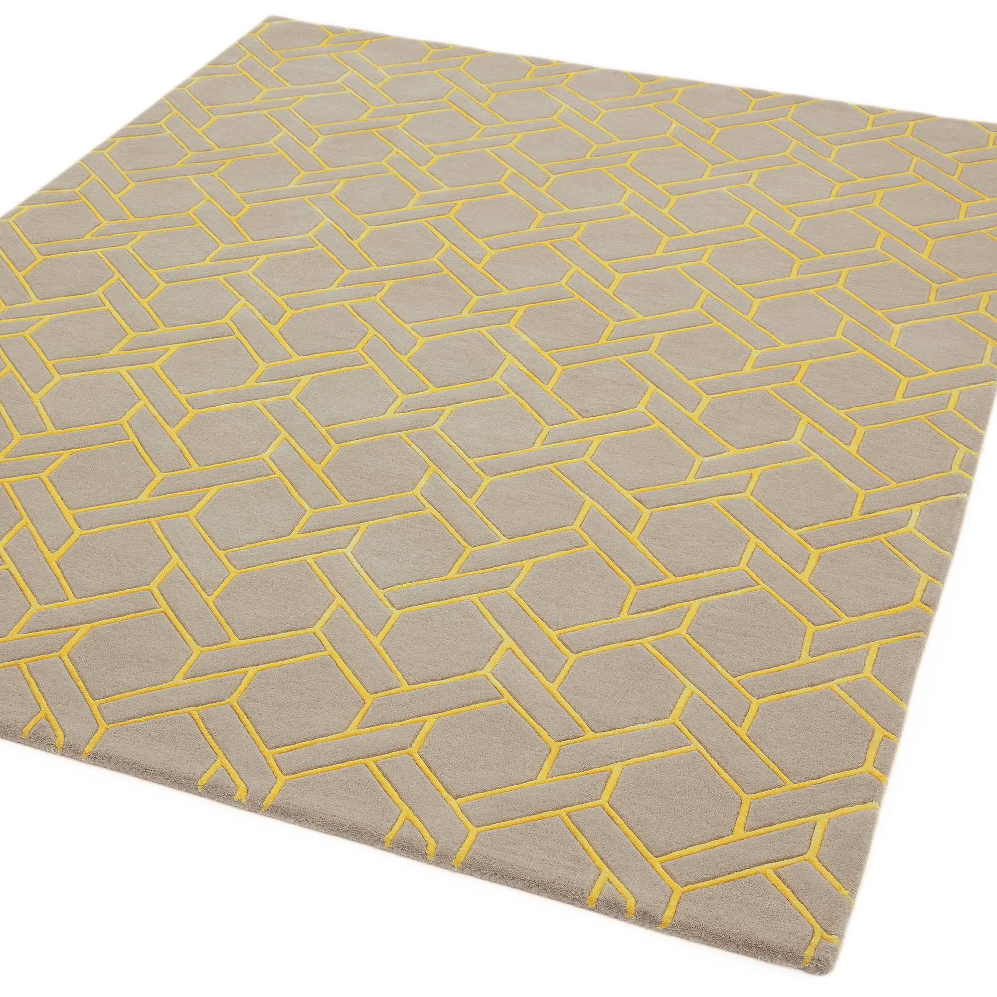 Nexus Fine Lines Teppich Silber Gelb Wolle 230x160cm 1