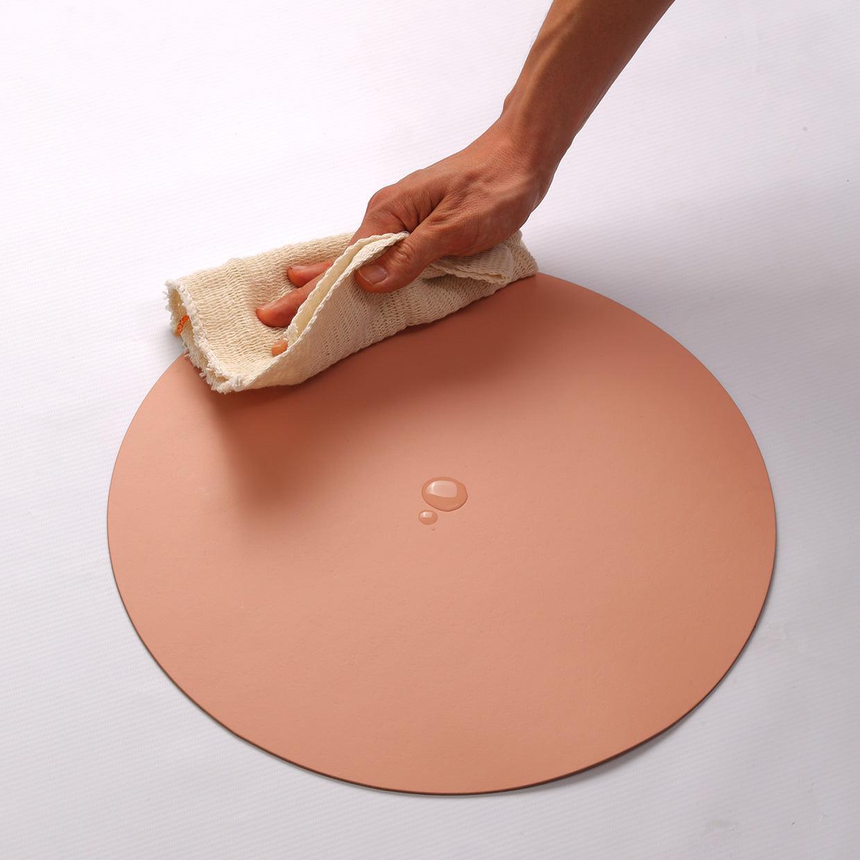 Placemat Round 100% Recycled Leather Pink 3